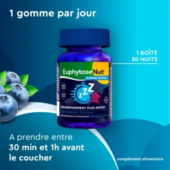 EuphytoseNuit® Gomme Myrtille Sommeil Mélatonine 30 Gommes