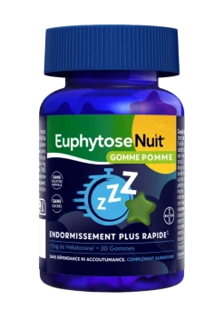 EuphytoseNuit® Gommes Pomme 1mg de Mélatonine pour un endormissement rapide - pot de 30 gommes