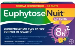 EuphytoseNuit® LP 1,9 mg mélatonine 30 comprimés à libération prolongée - boite de 24,8g
