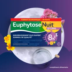 EuphytoseNuit® LP 1,9 mg mélatonine 30 comprimés à libération prolongée - boite de 24,8g