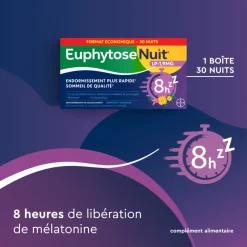 EuphytoseNuit® LP 1,9 mg mélatonine 30 comprimés à libération prolongée - boite de 24,8g