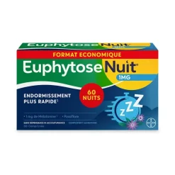 EuphytoseNuit 1 mg de Mélatonine pour un endormissement rapide - 60 comprimés