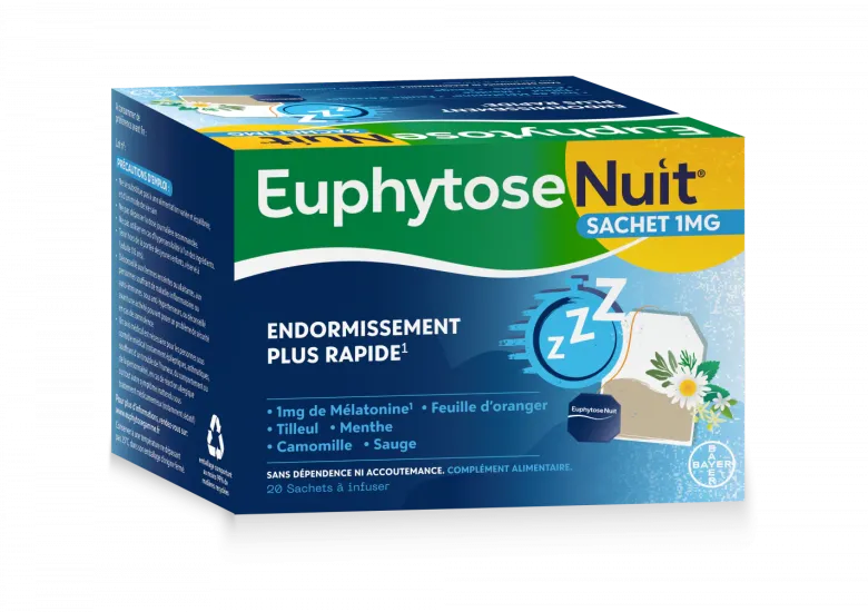 Euphytose Nuit Sommeil Mélatonine et Feuille d'Orange 20 sachets à infuser