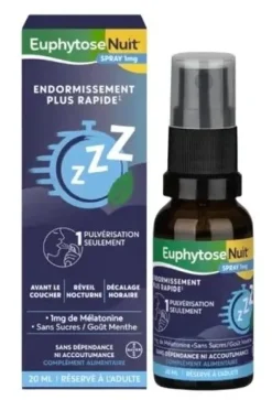 Euphytose Nuit spray 1mg de mélatonine sans sucre gout menthe - spray de 20ml