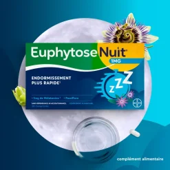 Euphytose Sommeil Nuit Mélatonine et Passiflore – 30 comprimés
