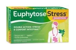 EuphytoseStress® Digestion - Stress et confort intestinal - Probiotiques, mélisse, vitamine B2 2x14 comprimés