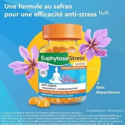 Euphytose Stress Safran gommes mangue ananas Bayer - pot de 30 gommes