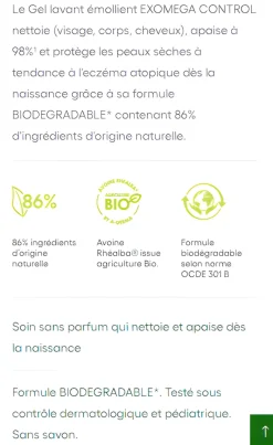 Exomega Control Gel Lavant Emollient Anti-Grattage A-Derma