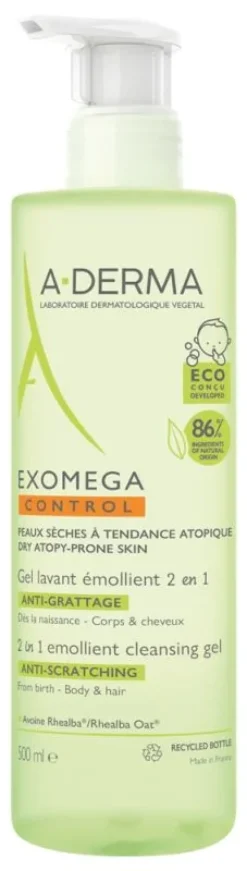 Exomega Control Gel Lavant Emollient Anti-Grattage A-Derma