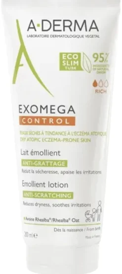 Exomega Control Lait émollient anti-grattage A-Derma - tube de 200 ml