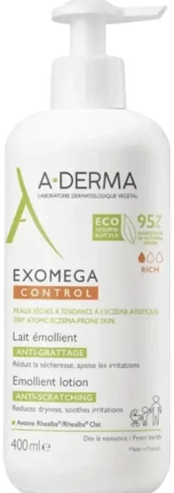 Exomega Control Lait émollient A-Derma - flacon-pompe de 400 ml
