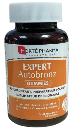 Expert Autobronz gummies goût framboise Forté Pharma - pot de 60 gommes
