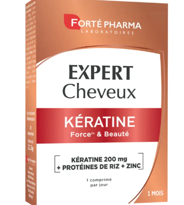 Expert cheveux kératine Forté Pharma - boite de 30 comprimés