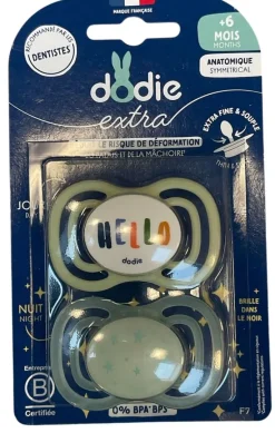 Extra sucettes anatomiques 6mois et + Dodie - lot de 2 sucettes