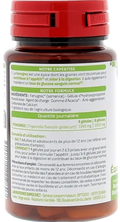 Fenugrec bio Super Diet - boite de 40 gélules