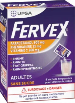 Fervex adulte sans sucre Upsa – 8 sachets