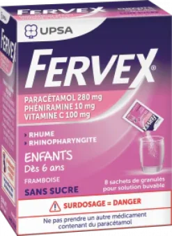 Fervex rhume enfant Upsa – 8 sachets goût framboise