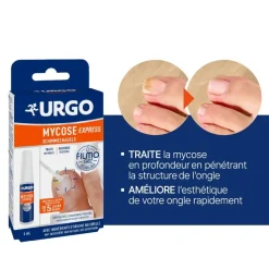 Filmogel mycose express Urgo - flacon de 4 ml avec pinceau applicateur et 5 limes à ongles