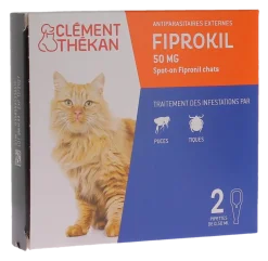 Fiprokil antiparasitaire externe chat 50mg Clément thékan - boite de 2 pipettes de 0.50ml