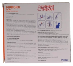 Fiprokil antiparasitaire externe chat 50mg Clément thékan - boite de 2 pipettes de 0.50ml