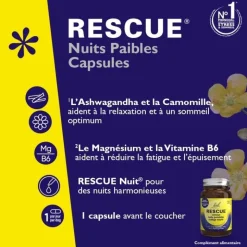 Fleurs de Bach Nuits paisibles Rescue - pot de 30 capsules