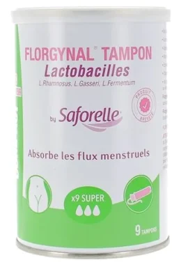 Florgynal tampon probiotique super avec applicateur Saforelle - boite de 9 tampons