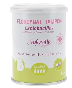 Florgynal tampon probiotique super sans applicateur Saforelle - boite de 8 tampons