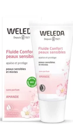 Fluide confort peaux sensibles à l'amande bio Weleda - flacon de 30 ml
