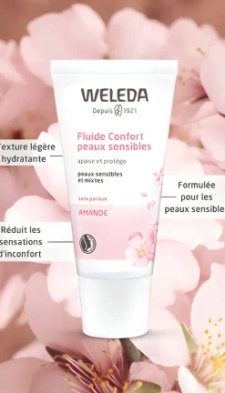 Fluide confort peaux sensibles à l'amande bio Weleda - flacon de 30 ml