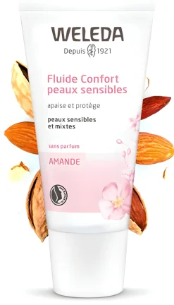 Fluide confort peaux sensibles à l'amande bio Weleda - flacon de 30 ml