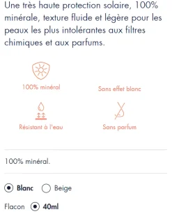 Fluide minéral SPF 50+ Avène - flacon de 40 ml