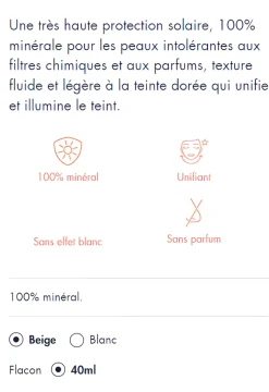 Fluide minéral teinté SPF50+ Avène - flacon de 40 ml