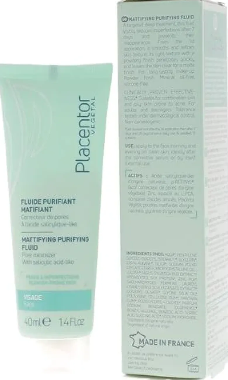 Fluide purifiant matifiant peaux à imperfections Placentor végétal - tube de 40ml