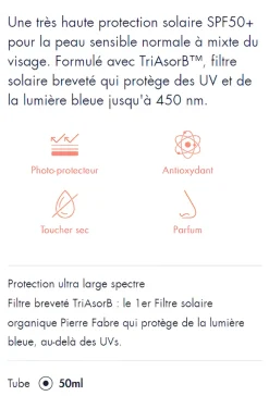 Fluide solaire SPF 50+ très haute protection Avène - tube de 50 ml