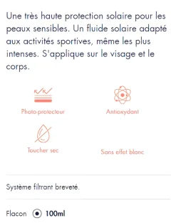 Fluide Solaire Sport SPF50+ Avène - tube de 100 ml