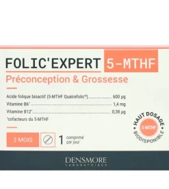 Folic'expert 5-MTHF préconception & grossesse Densmore - boîte de 90 comprimés