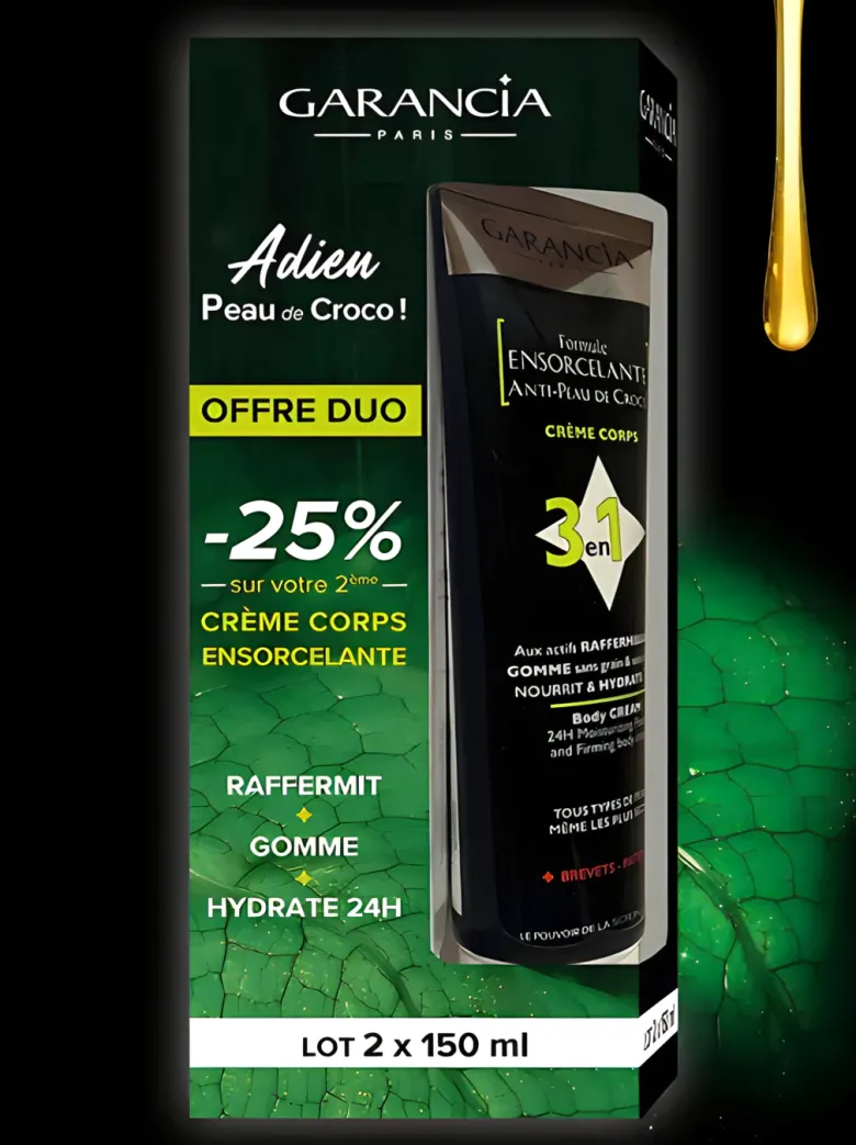 Formule Ensorcelante anti-peau de croco 3 en 1 Garancia - lot de 2x 150 ml