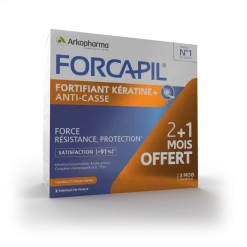 Fortifiant Kératine+ Forcapil Arkopharma - programme 3 mois 180 gélules
