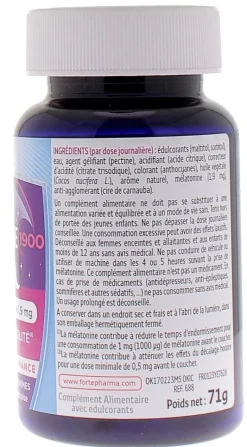 Forté Nuit Mélatonine 1900 goût framboise Forté Pharma - pot de 30 gummies