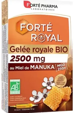Forté Royal gelée royale BIO 2500mg Forté Pharma - 10 ampoules de 15ml