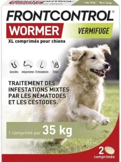 Frontcontrol Wormer XL chien vermifuge Boehringer – 2 comprimés