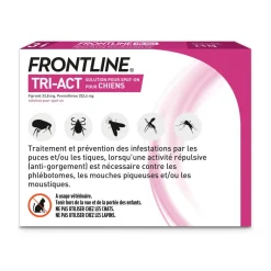 Frontline Tri-Act chiens 2-5 kg - boîte de 3 pipettes de 0,5 ml