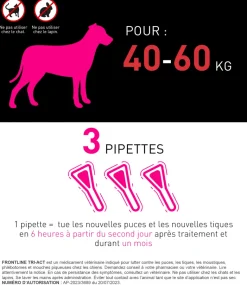 Frontline Tri-Act chiens 40-60 kg - 3 pipettes de 6 ml