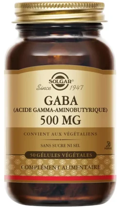 GABA (Acide Gamma-Aminobutyrique) 500 mg Solgar - boîte de 50 gélules végétales
