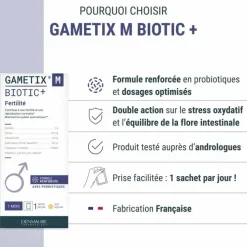 Gametix M Biotic+ Fertilité Densmore - boite de 30 sachtes de 4,5g
