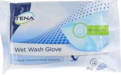 Gants de toilette pré-imprégnés Wet Wash Glove Tena - paquet de 8 gants
