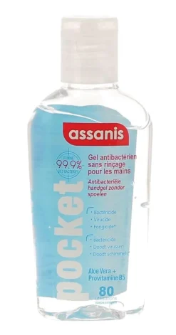 Gel antibactérien pocket sans rinçage pour les mains Assanis - tube de 80ml