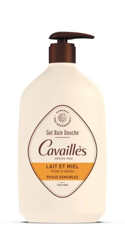 Gel bain et douche surgras actif Lait et Miel Rogé Cavaillès - flacon de 1L