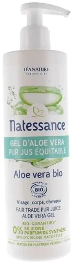 Gel d'aloe vera bio Natessance - flacon-pompe de 400 ml
