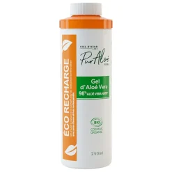 Gel 98% d'aloe vera bio Pur Aloé - éco-recharge de 250 ml